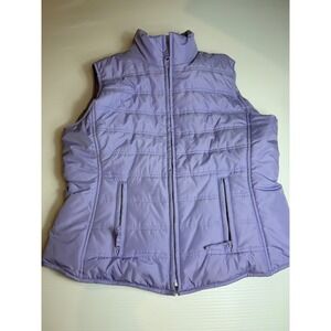 SB Active St Johns Bay Womens‎ Puffer Vest Full Zip Sleeveless Jacket Lavender L